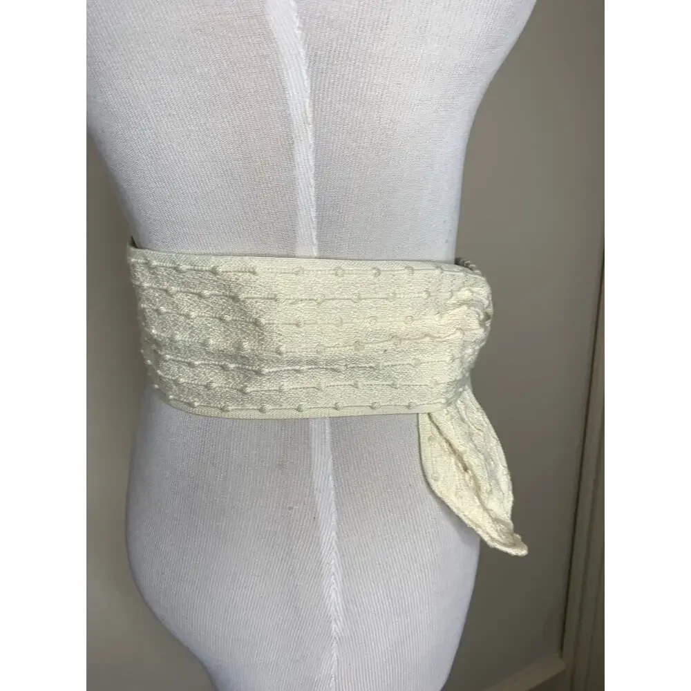 80s Fabric Cream Belt OSFA 3.5